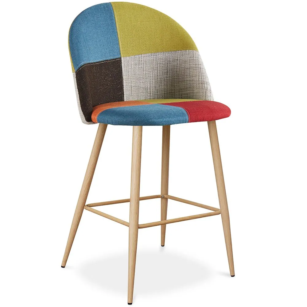 Gepolsterter Hocker im Patchwork-Stil - Skandinavischer Stil - 66cm - Evelyne image 8