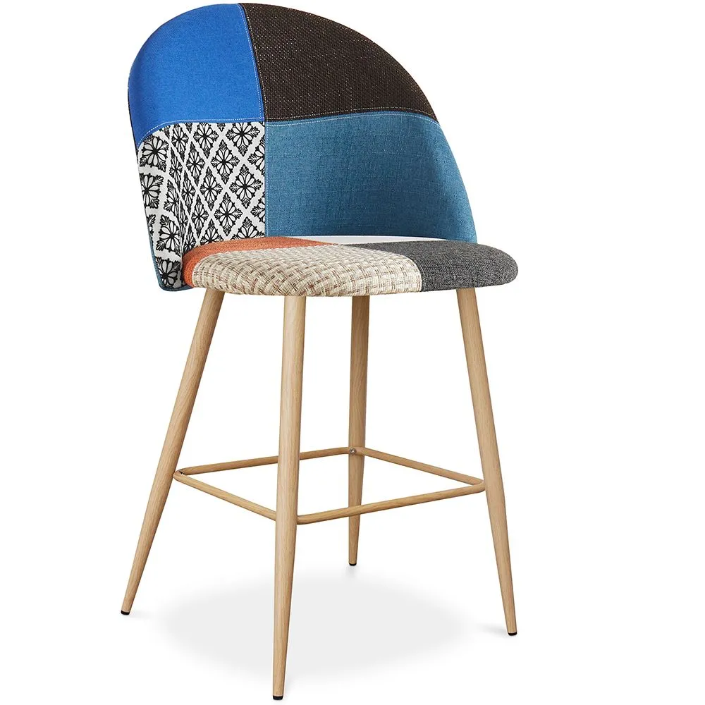 Gepolsterter Hocker im Patchwork-Stil - Skandinavischer Stil - 66cm - Evelyne image 8