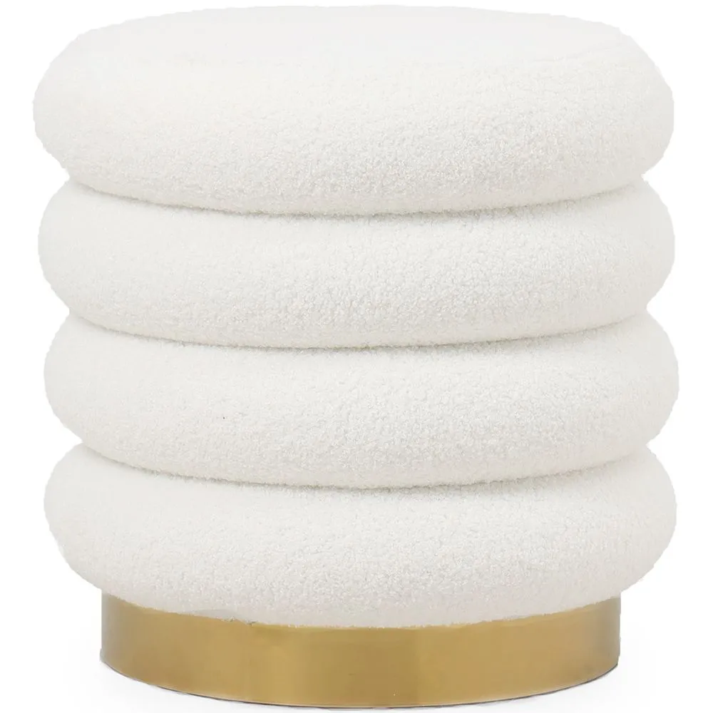Runder Pouf bezogen mit Bouclé-Stoff - Gereth image 8