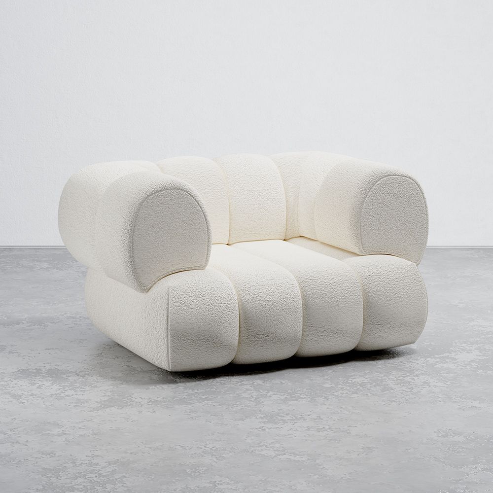 Sessel mit Bouclé-Stoffbezug - Moderner Stil - Gebogen Teddy image 8