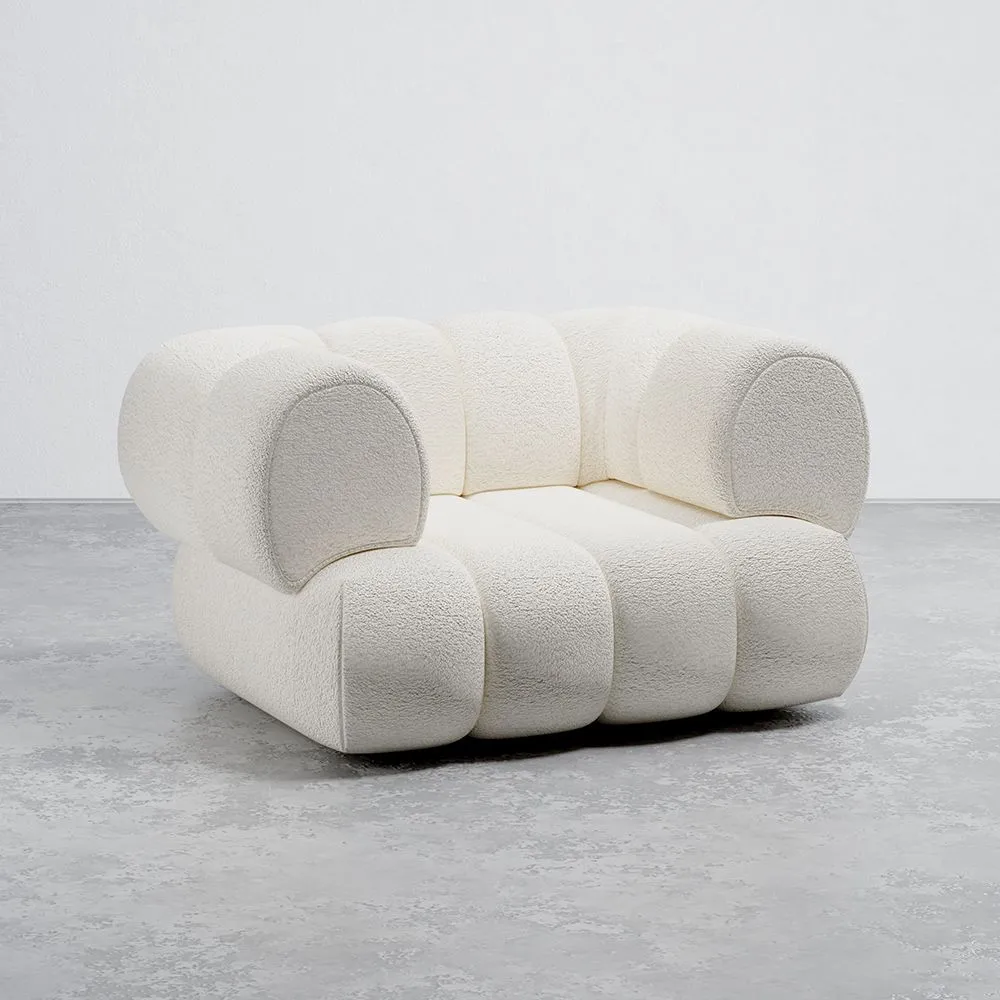 Sessel mit Bouclé-Stoffbezug - Moderner Stil - Gebogen Teddy image 8