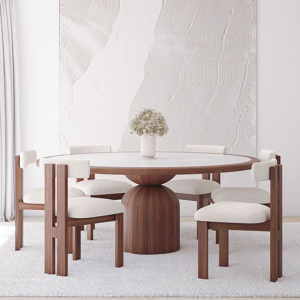 Runder Esstisch-Set mit 6 Holzstühlen - Minimalistisches Design - Ivette image 8