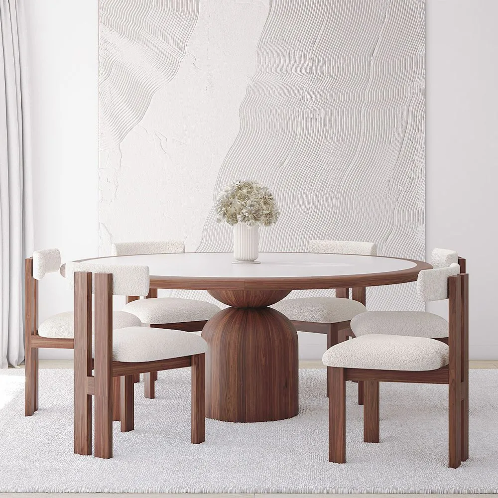 Runder Esstisch-Set mit 6 Holzstühlen - Minimalistisches Design - Ivette image 8