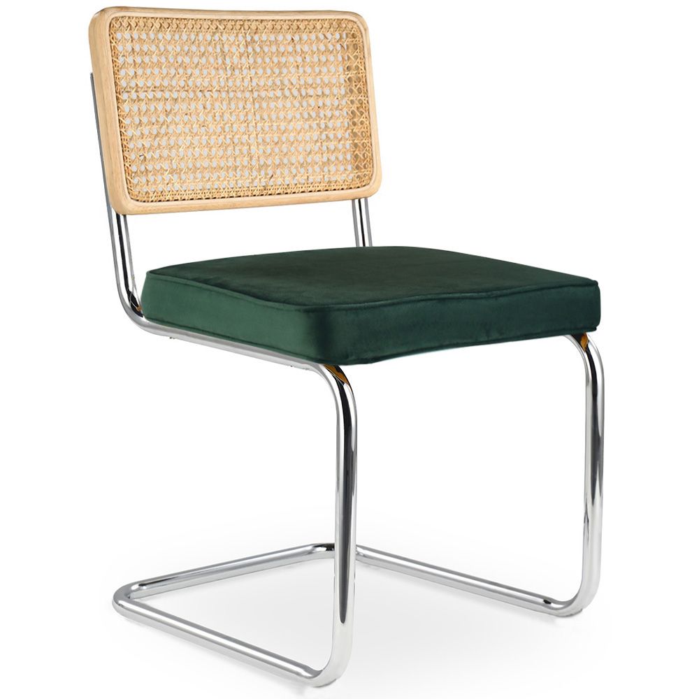Esszimmerstuhl - gepolstert in Samt - Holz und Rattan - Nuova edizione - Martha image 8