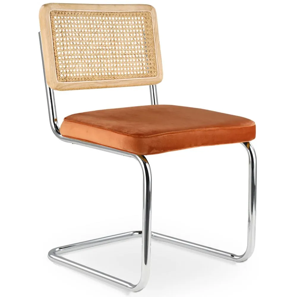 Esszimmerstuhl - gepolstert in Samt - Holz und Rattan - Nuova edizione - Martha image 8
