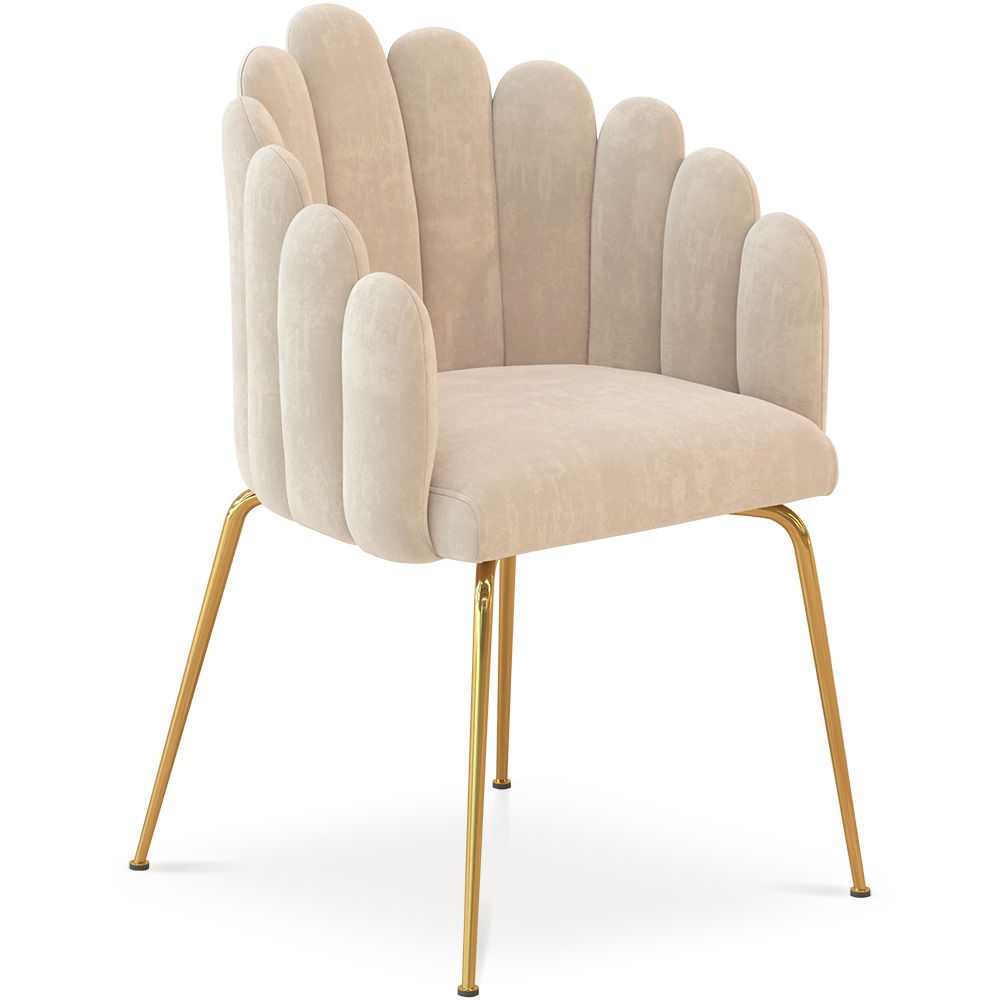 Glam Esstischstuhl im Muscheldesign aus Samt - Goldene Beine - Shell image 8