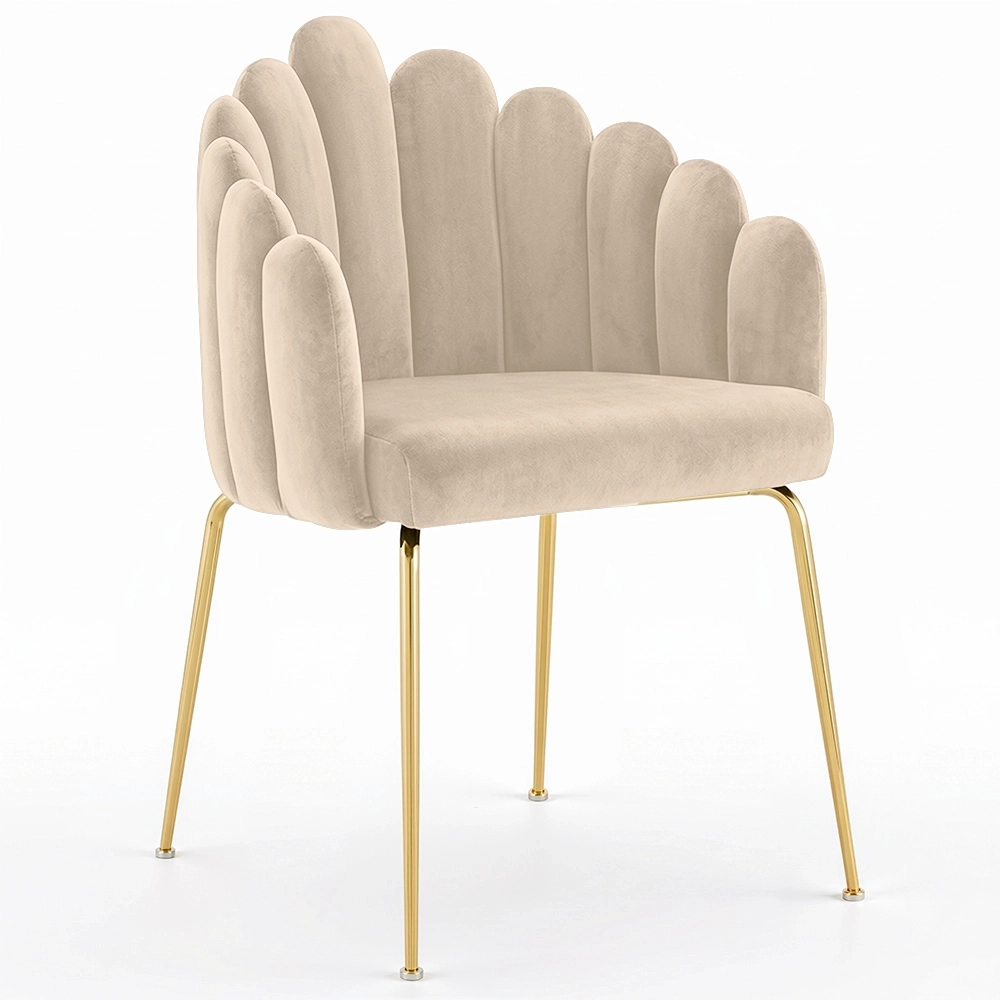 Glam Esstischstuhl im Muscheldesign aus Samt - Goldene Beine - Shell image 8
