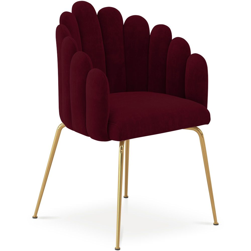 Glam Esstischstuhl im Muscheldesign aus Samt - Goldene Beine - Shell image 8