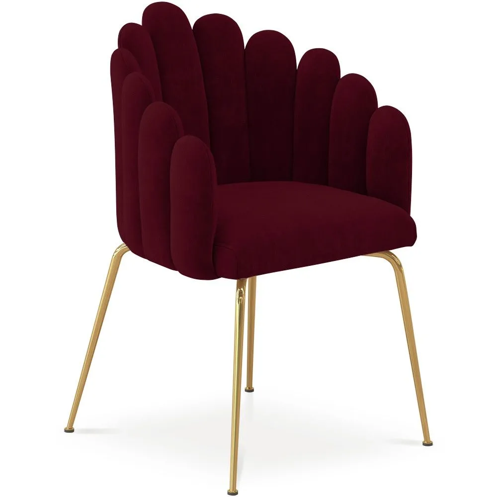 Glam Esstischstuhl im Muscheldesign aus Samt - Goldene Beine - Shell image 8