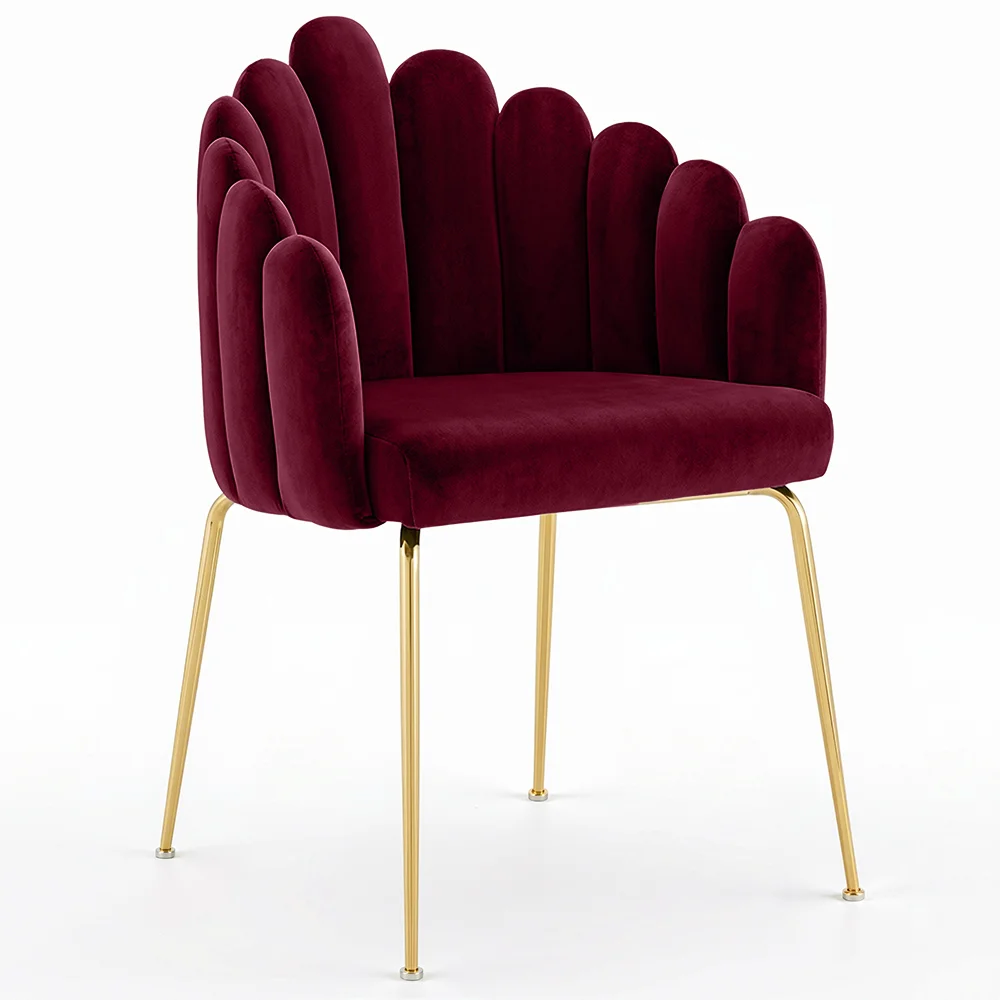 Glam Esstischstuhl im Muscheldesign aus Samt - Goldene Beine - Shell image 8