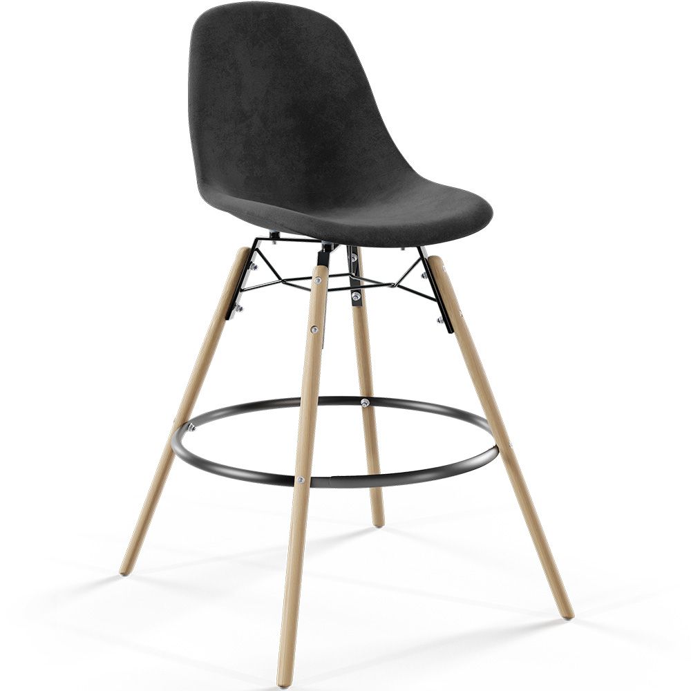 Barhocker aus Samt - Skandinavisches Design und Holzbeine - Skögur image 8