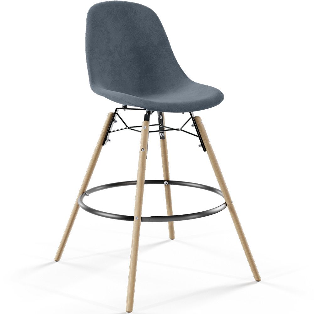 Barhocker aus Samt - Skandinavisches Design und Holzbeine - Skögur image 8