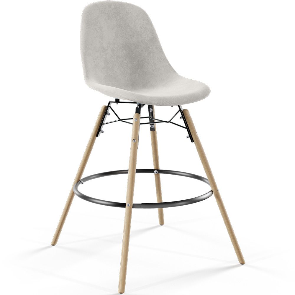 Barhocker aus Samt - Skandinavisches Design und Holzbeine - Skögur image 8
