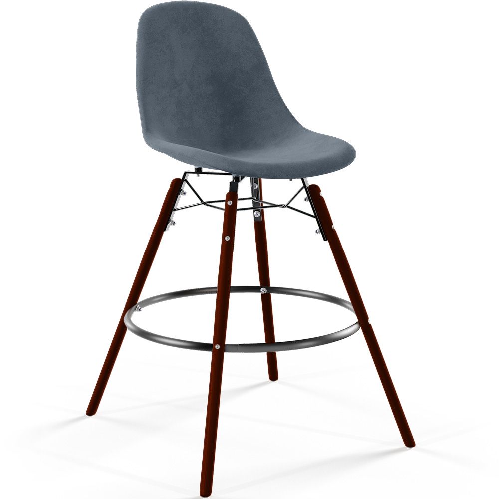 Barhocker aus Samt - Skandinavisches Design und Dunkle Holzbeine - Skögur image 8