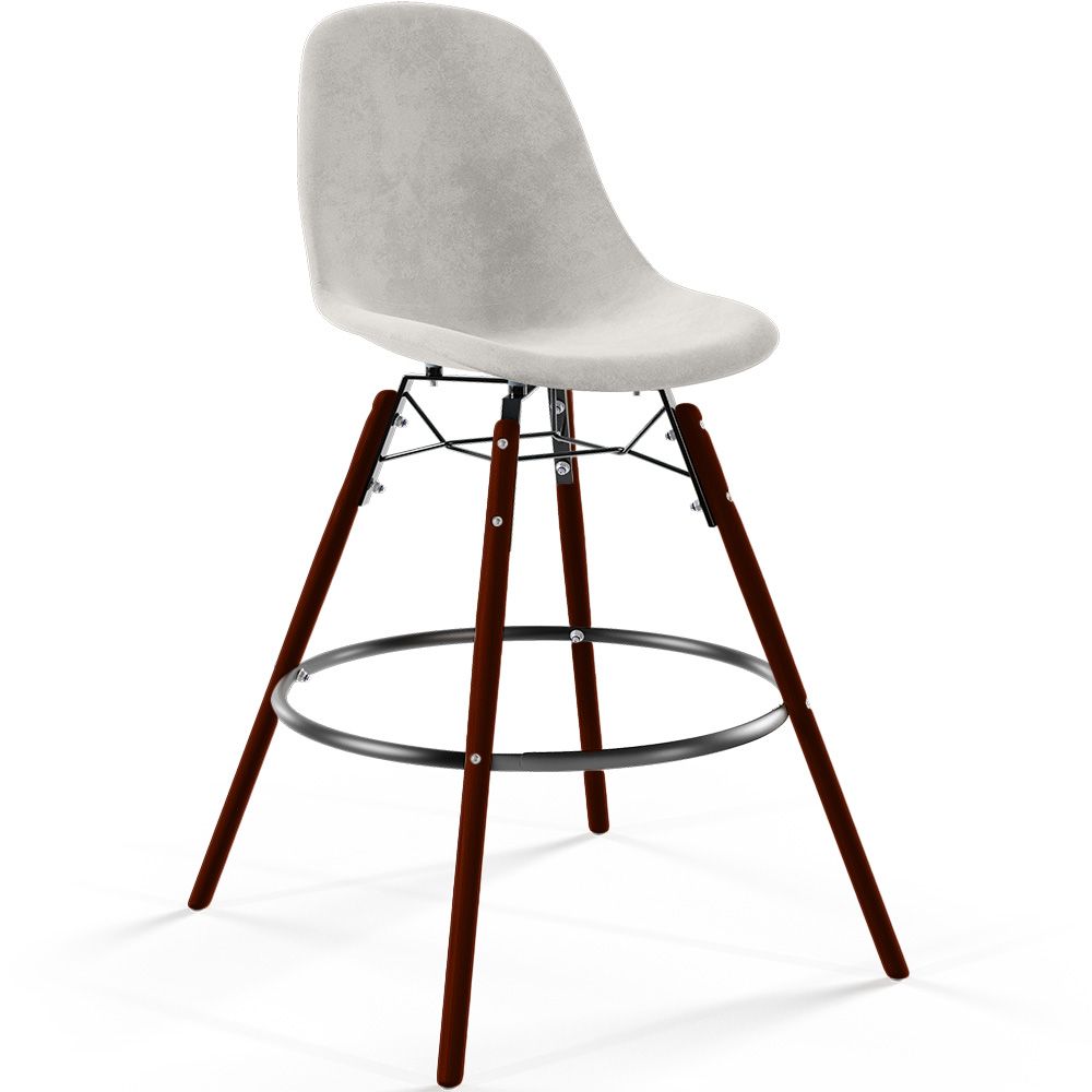 Barhocker aus Samt - Skandinavisches Design und Dunkle Holzbeine - Skögur image 8