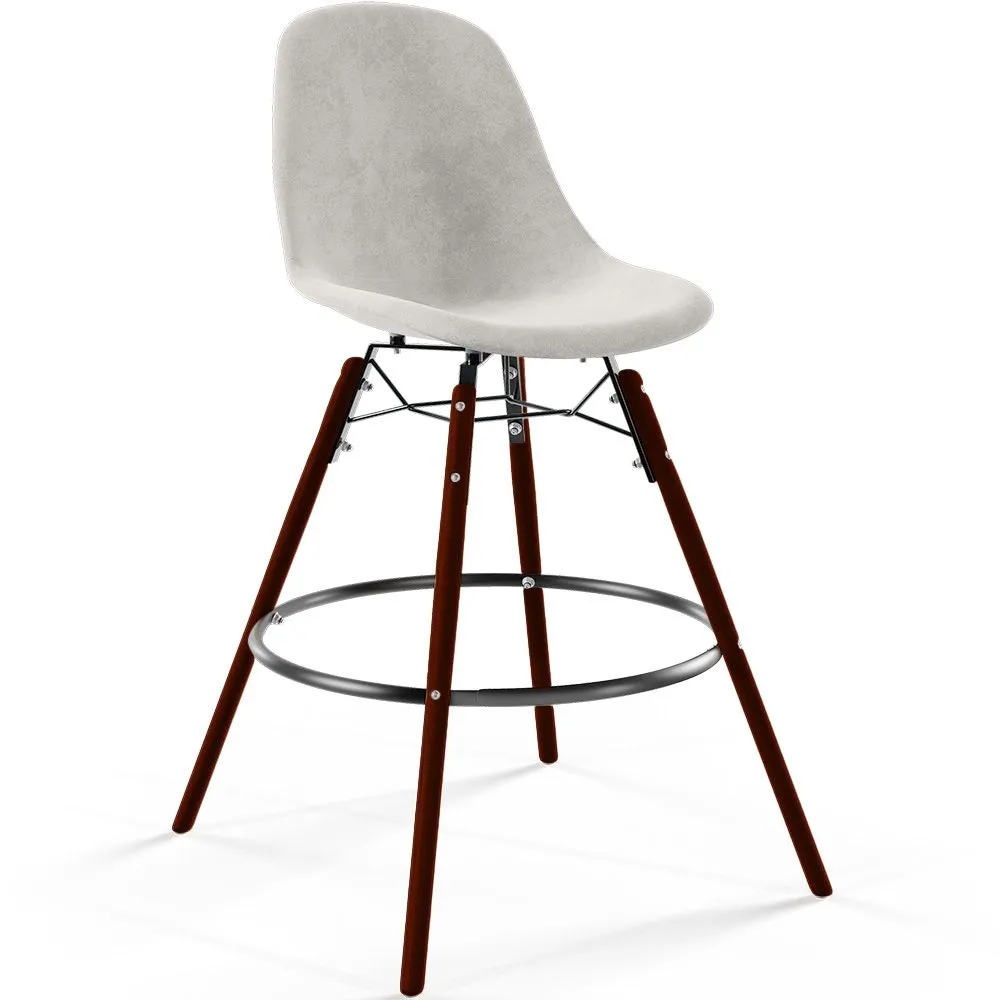 Barhocker aus Samt - Skandinavisches Design und Dunkle Holzbeine - Skögur image 8