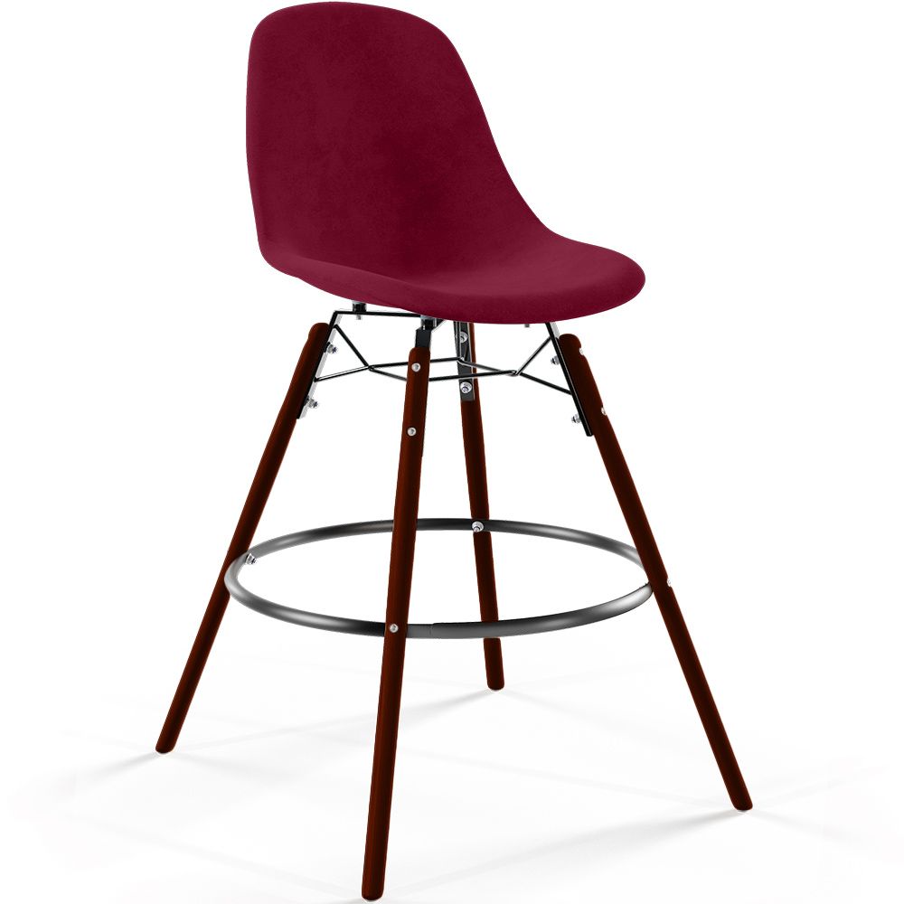 Barhocker aus Samt - Skandinavisches Design und Dunkle Holzbeine - Skögur image 8