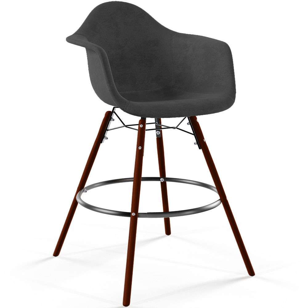 Barhocker aus Samt - Skandinavisches Design und Dunkle Holzbeine - Nordika image 8