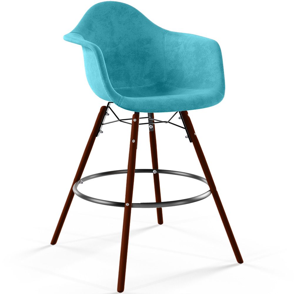 Barhocker aus Samt - Skandinavisches Design und Dunkle Holzbeine - Nordika image 8