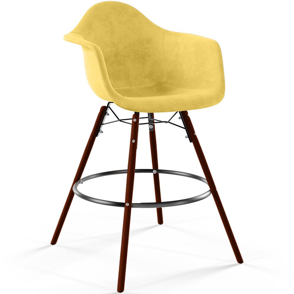 Barhocker aus Samt - Skandinavisches Design und Dunkle Holzbeine - Nordika image 8