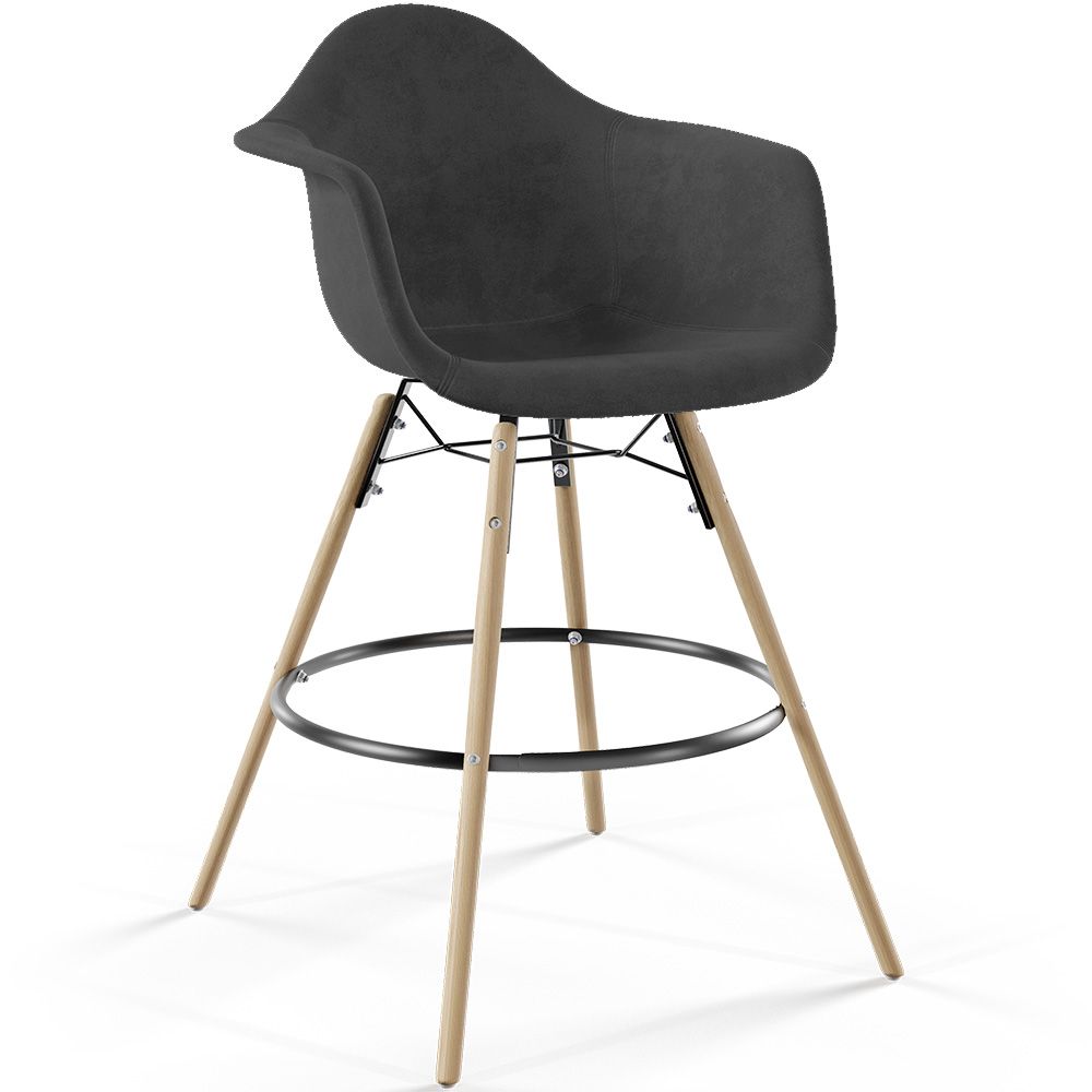 Barhocker aus Samt - Skandinavisches Design und Holzbeine - Nordika image 8