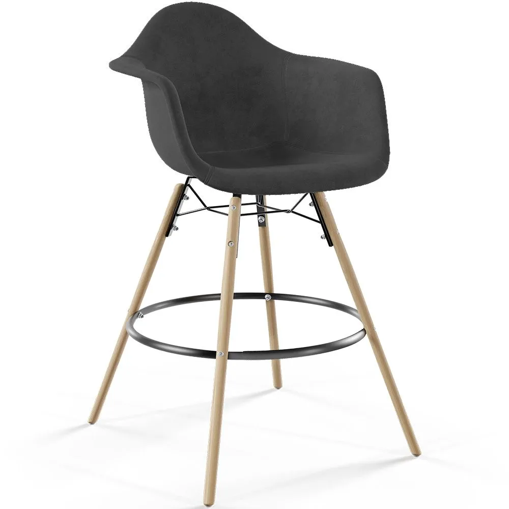 Barhocker aus Samt - Skandinavisches Design und Holzbeine - Nordika image 8
