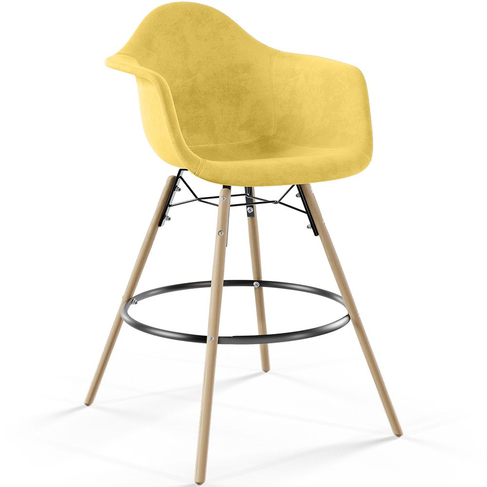 Barhocker aus Samt - Skandinavisches Design und Holzbeine - Nordika image 8