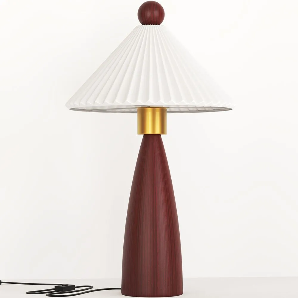 Tischlampe mit Holzsockel und weißem Zementschirm - Ambiana image 8