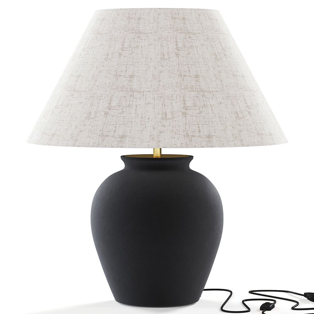 Vintage-Tischlampe - Keramikfuß und Stoffschirm - Luno image 8