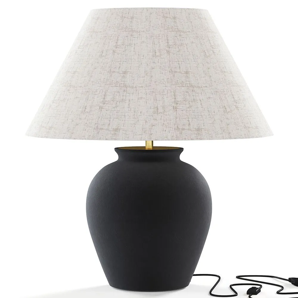 Vintage-Tischlampe - Keramikfuß und Stoffschirm - Luno image 8