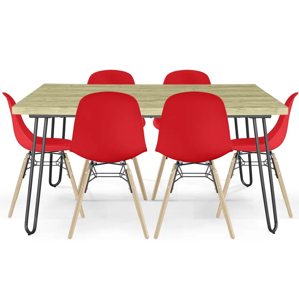 Tischset Hairpin (90x150 cm) + 6 Essstühle Nordische Skögur image 8