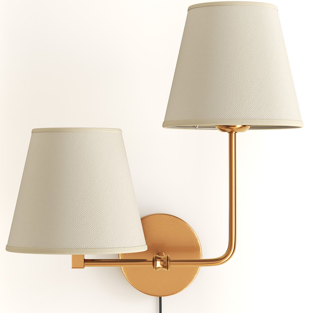 Goldene Wandleuchte mit Kabel und zwei Schirmen - Bretaña image 8