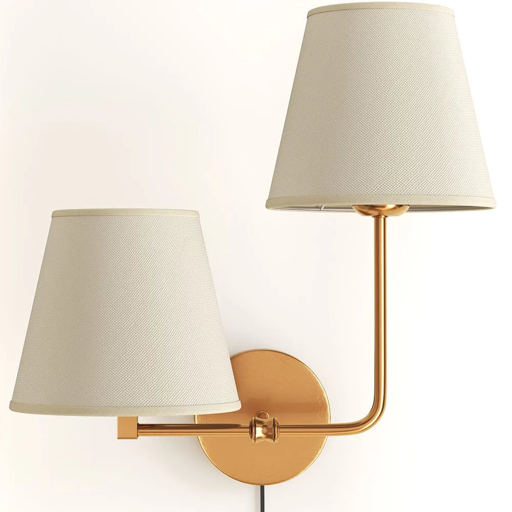 Goldene Wandleuchte mit Kabel und zwei Schirmen - Bretaña image 8
