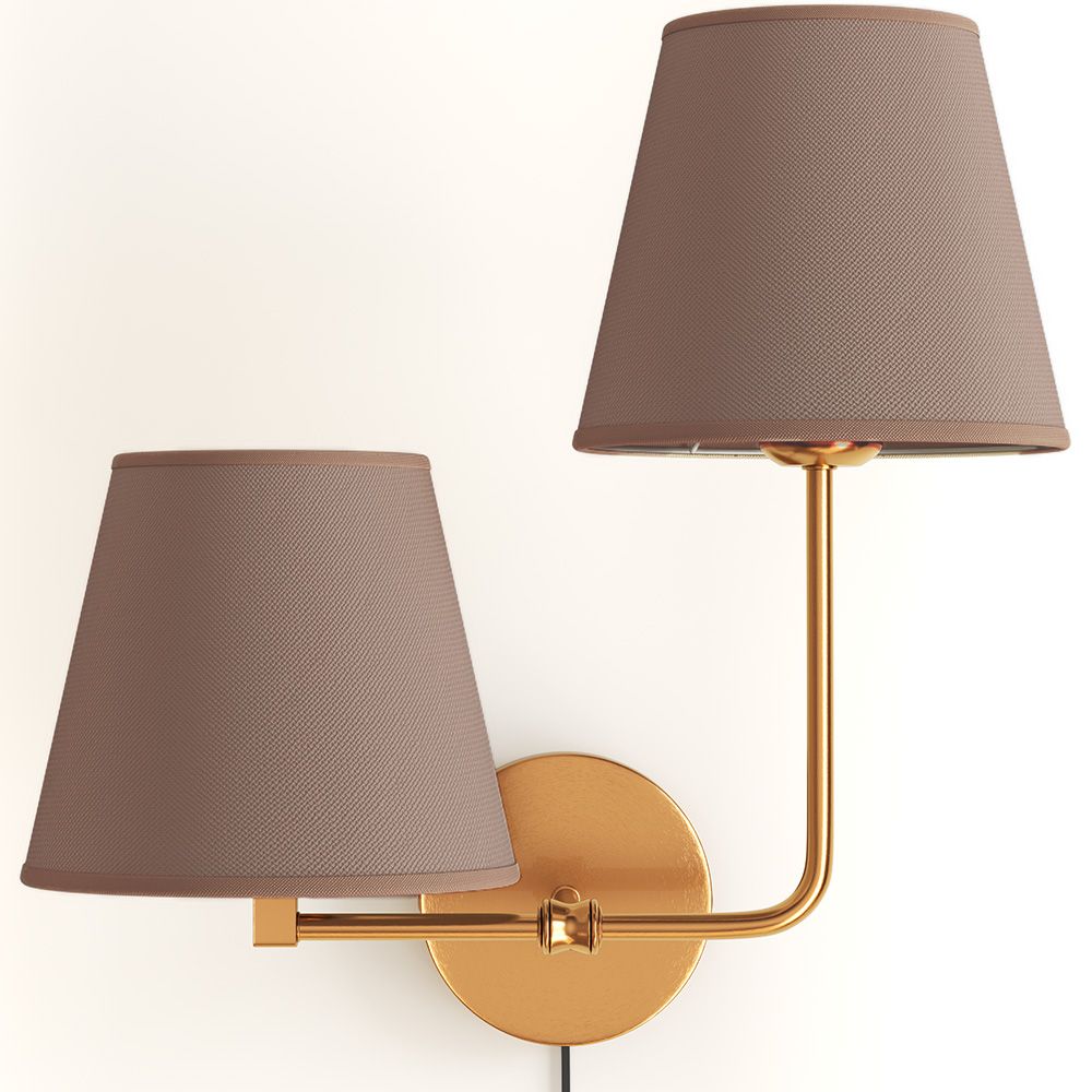 Goldene Wandleuchte mit Kabel und zwei Schirmen - Bretaña image 8