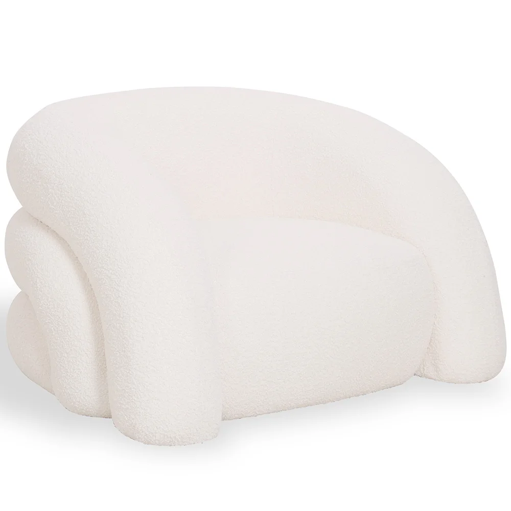 Moderner Sessel Gepolstert In Bouclé-Stoff Cremeweiß – Geschwungenes Und Bequemes Design - Gab image 8
