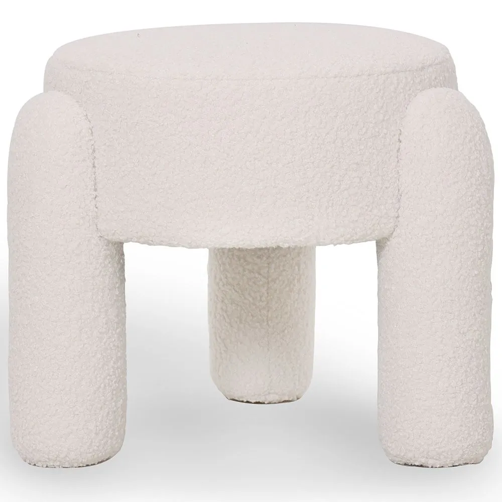 Hocker Gepolstert Mit Bouclé-Stoff In Off-White – Moderner Sitz Für Wohnzimmer Und Schlafzimmer - Boreta image 8