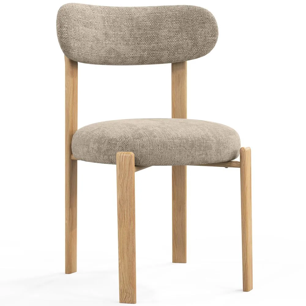 Esszimmerstuhl Chenille gepolstert - Eichenoptik Beine - Ergonomisches und modernes Design - Okare image 8