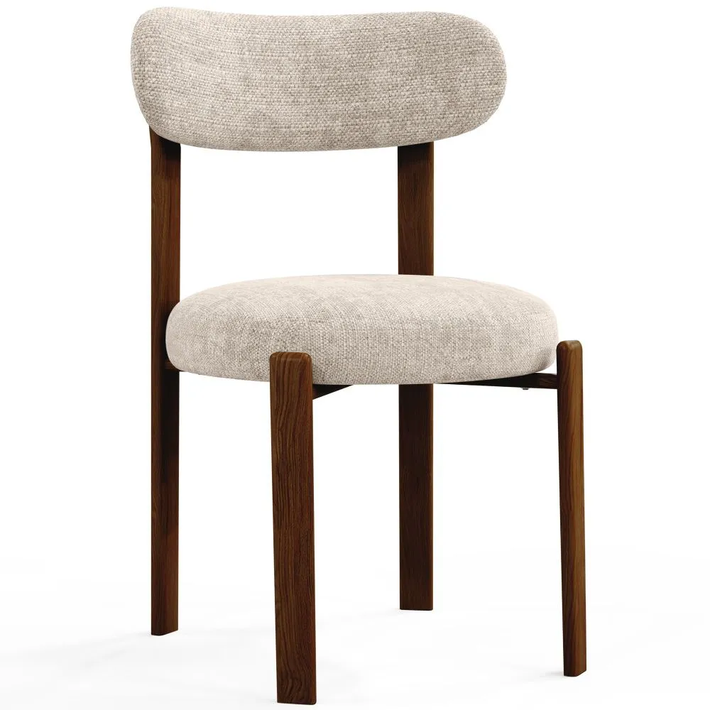 Esszimmerstuhl gepolstert in Chenille – Dunkle Holzoptik-Beine – Ergonomisches und modernes Design – Okare image 8