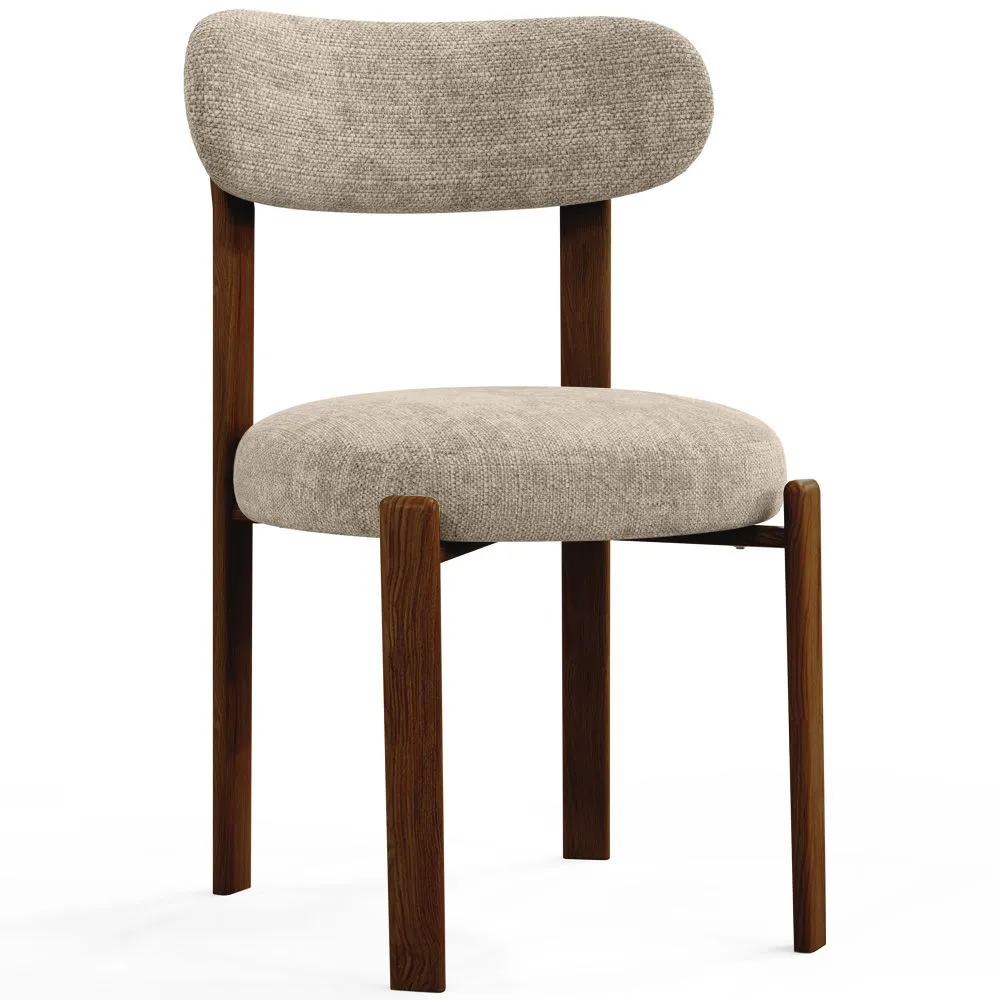 Esszimmerstuhl gepolstert in Chenille – Dunkle Holzoptik-Beine – Ergonomisches und modernes Design – Okare image 8