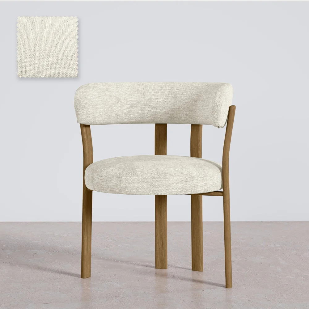 Wohnzimmer Sessel mit Armlehnen gepolstert in Chenille – Eichenoptik Beine – Ergonomisches und modernes Design – Okare image 8