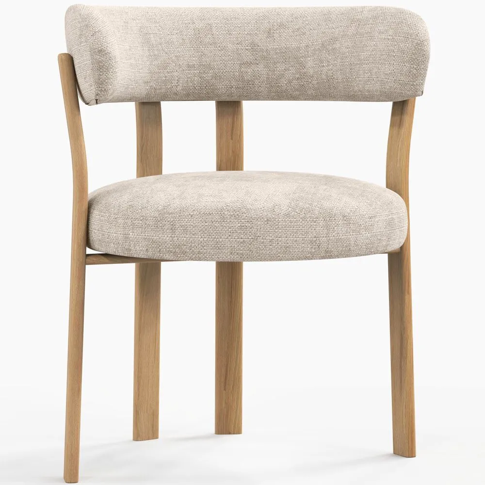 Wohnzimmer Sessel mit Armlehnen gepolstert in Chenille – Eichenoptik Beine – Ergonomisches und modernes Design – Okare image 8