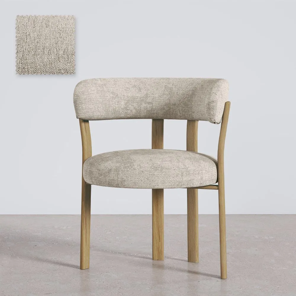 Wohnzimmer Sessel mit Armlehnen gepolstert in Chenille – Eichenoptik Beine – Ergonomisches und modernes Design – Okare image 8