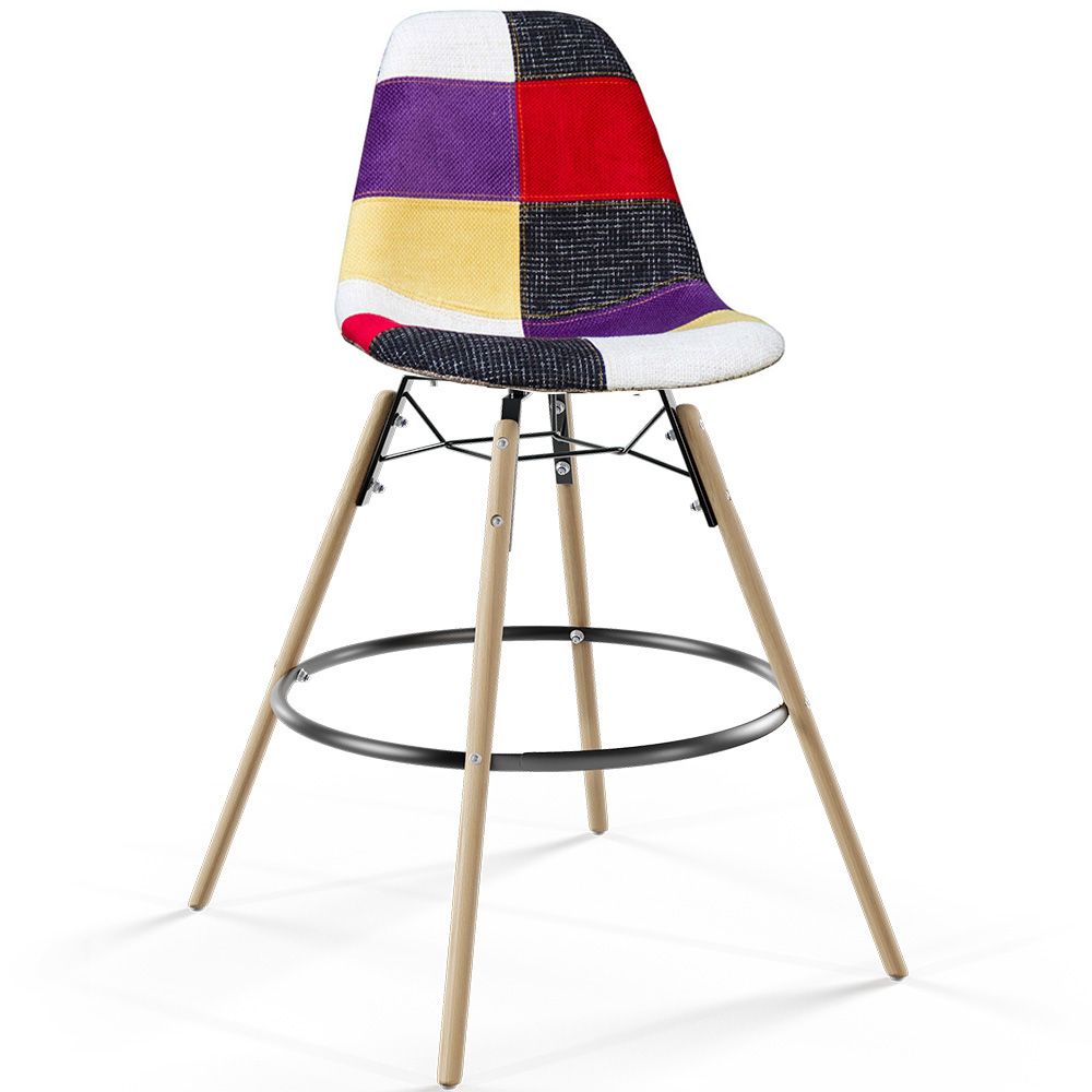 Barhocker - Patchwork-Polsterung - Skandinavisches Design und Holzbeine - Skögur image 8