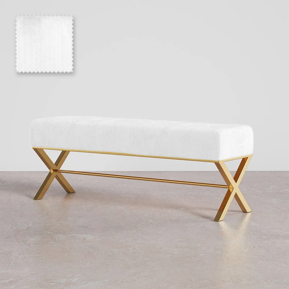 Bank Gepolstert Mit Samtstoff Und Gestell Aus Goldenem Metall - Vovi image 8