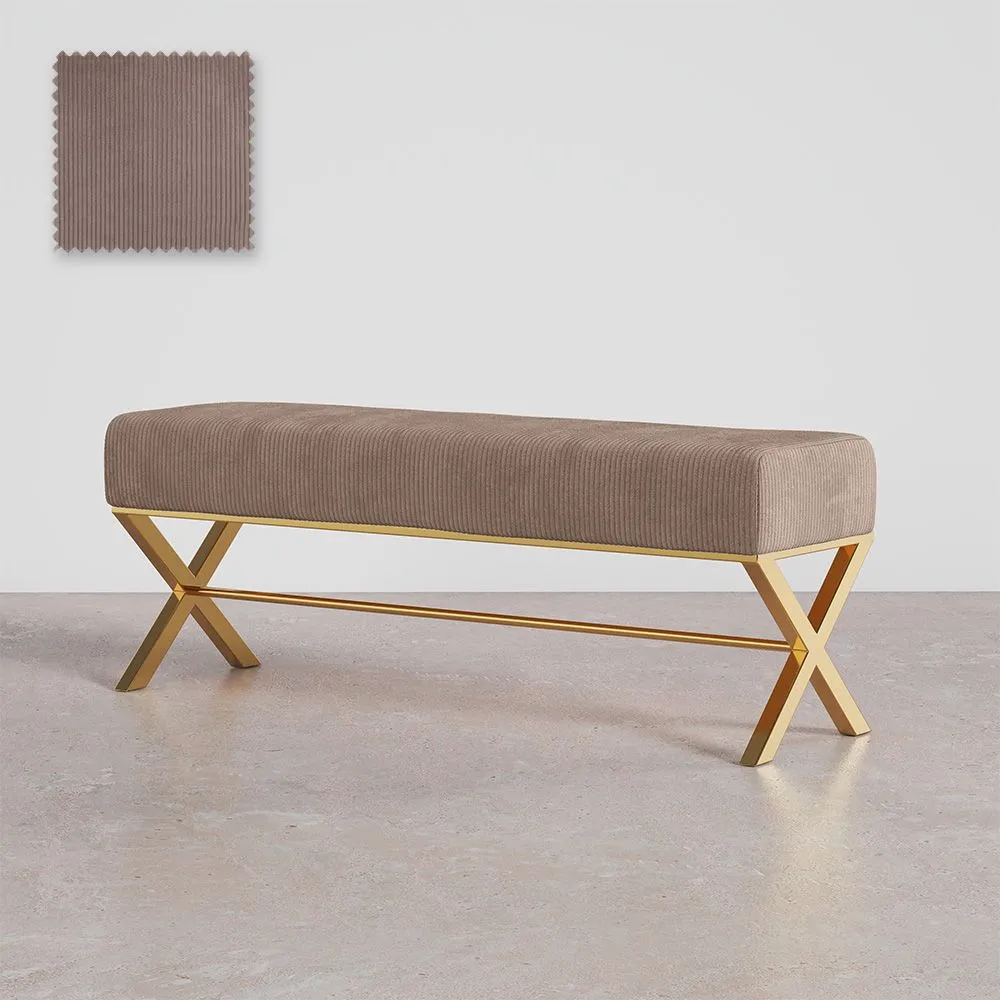 Bank Gepolstert Mit Samtstoff Und Gestell Aus Goldenem Metall - Vovi image 8