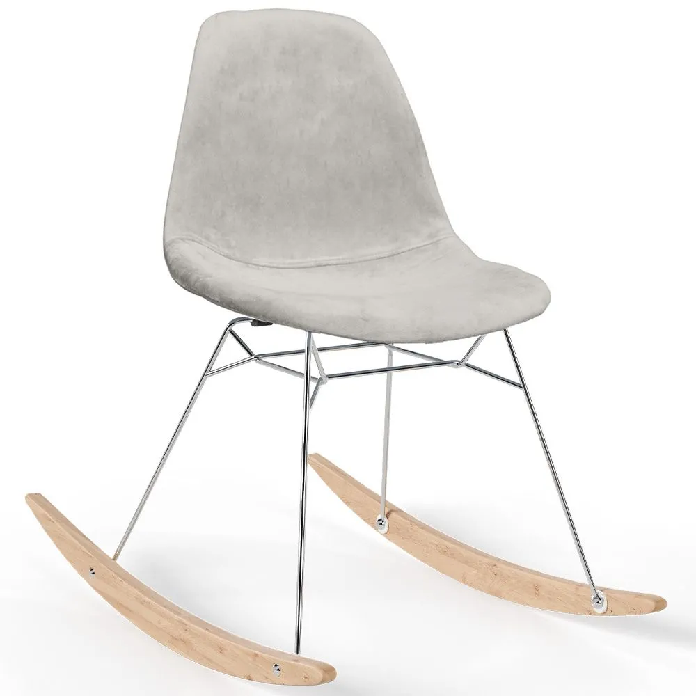 Schaukelstuhl Modern Stoff Gepolstert für Erwachsene - Stahl- und Holzbeine - Skögur image 8