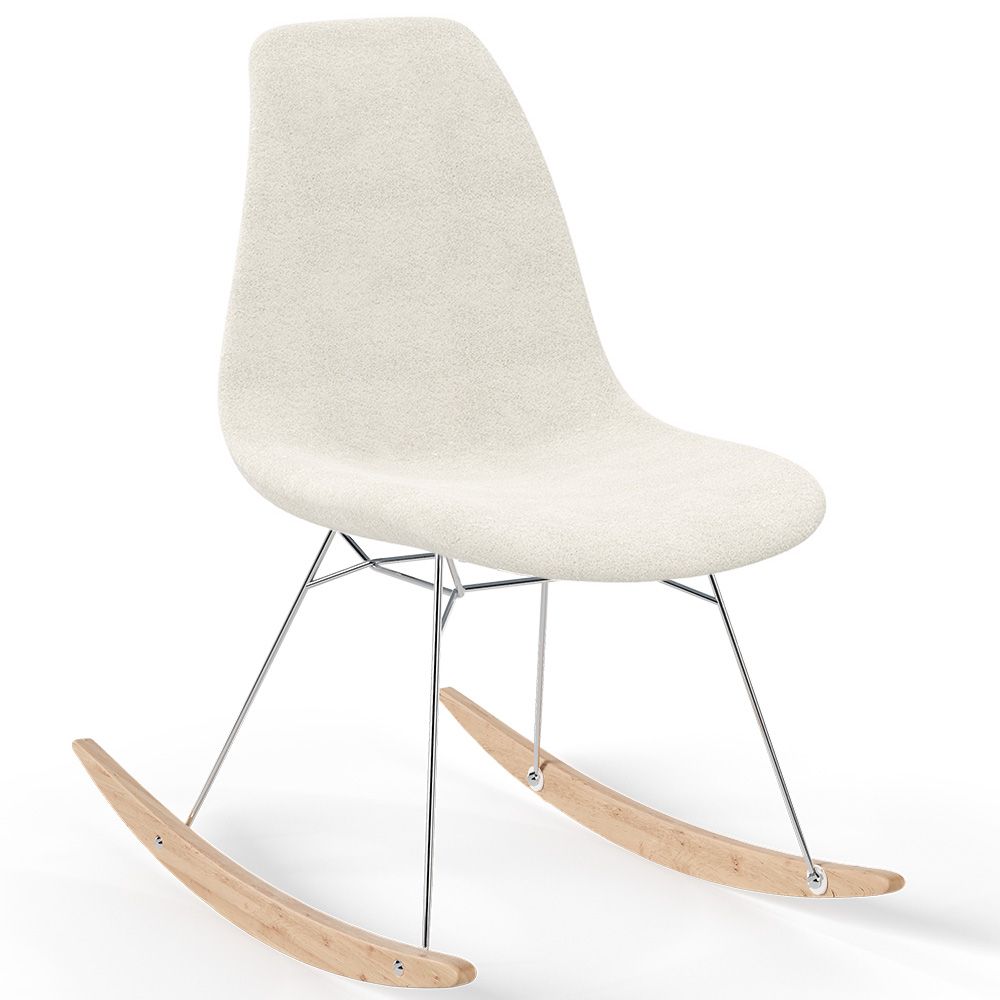 Schaukelstuhl Minimalistischer Bouclé – Nordischer Stil mit Holz- und Stahlbasis - Skögur image 8