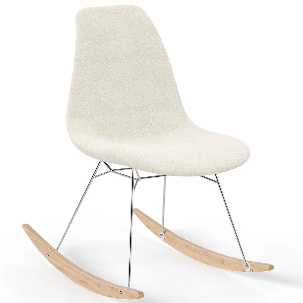 Schaukelstuhl Minimalistischer Bouclé – Nordischer Stil mit Holz- und Stahlbasis - Skögur image 8