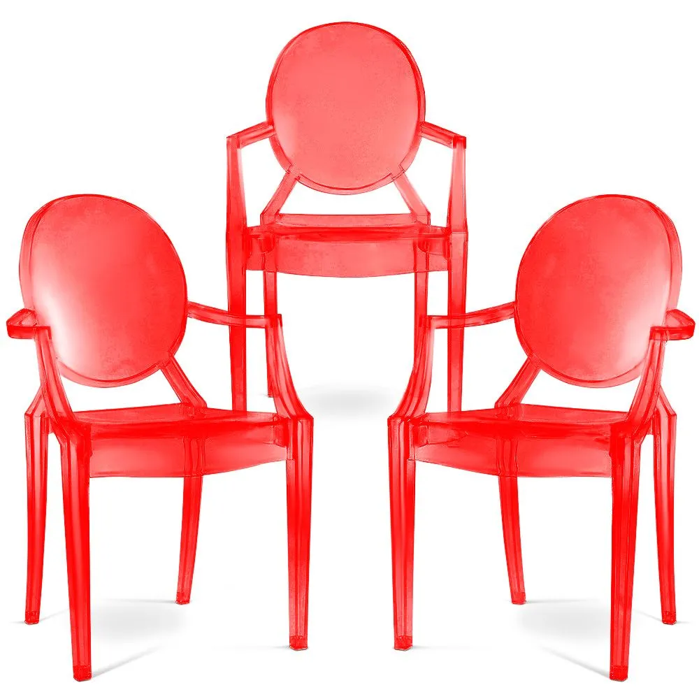 Packung mit 3 Esszimmerstühlen - Transparent - Design mit Armlehnen - Louis XIV image 8