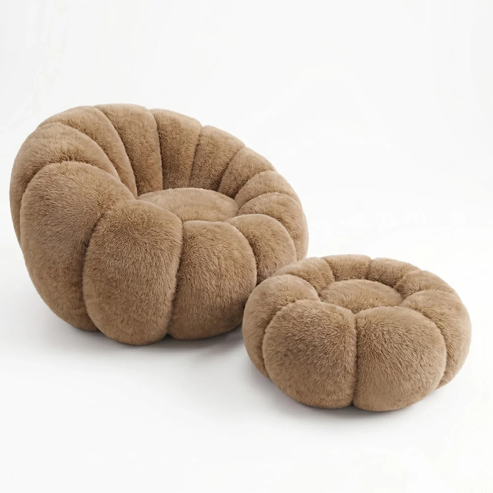 Sessel mit Hocker Gepolstert – Weicher Stoff – Rubi image 8